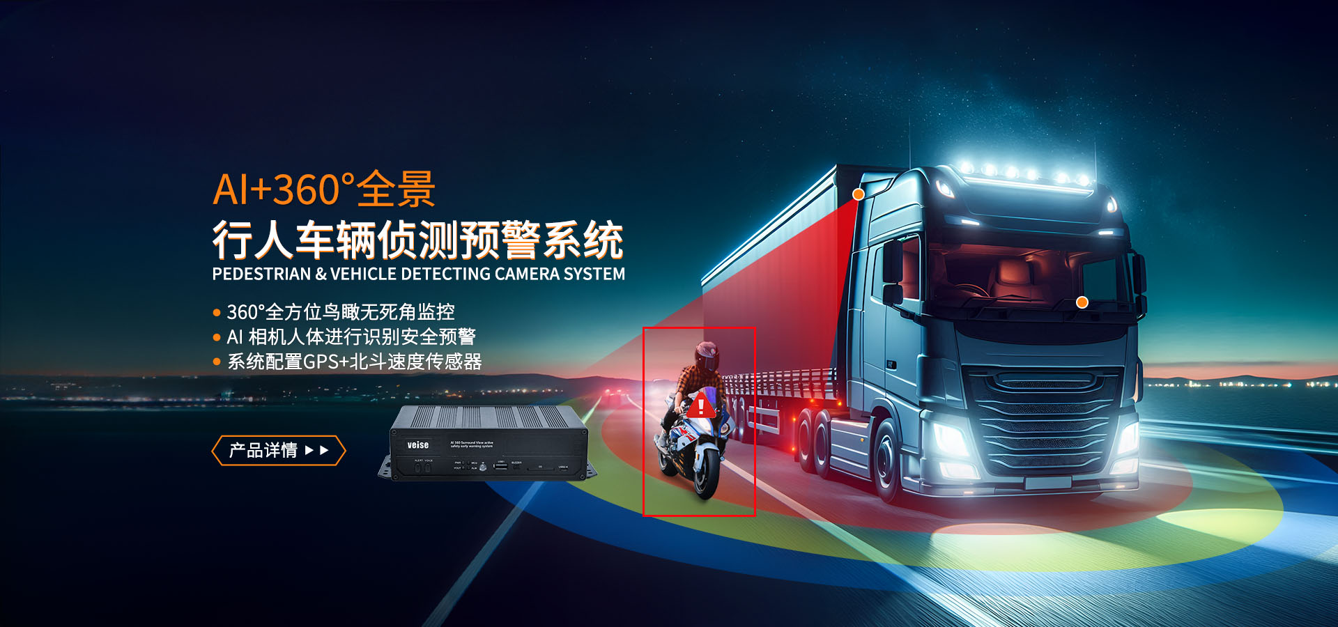 AI+360°全景 行人车辆侦测预警系统